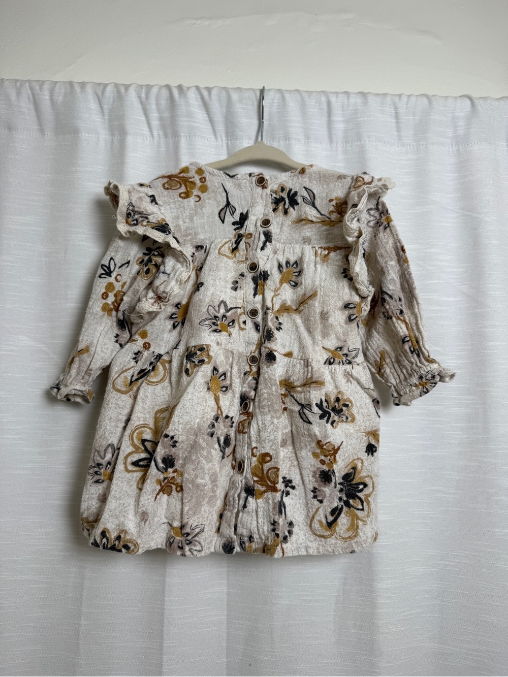 Jessica Simpson Baby Girl Floral Boho Dress Cream Mustard | Size 18M - Picture 7 of 11